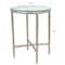 23" Aluminum Textured Accent Table with Glass Tabletop